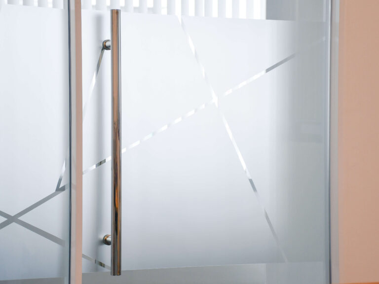 Commercial Privacy Film installed on office glass door for added privacy