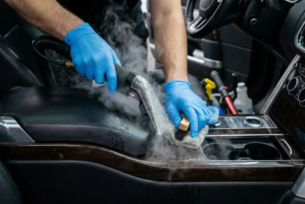 Car interior odor removal and upholstery cleaning in Kearny NJ by Platinum Mobile Force