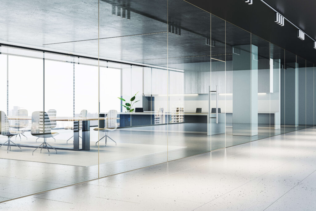 Commercial window tinting on glass office walls in Kearny NJ by Platinum Mobile Force