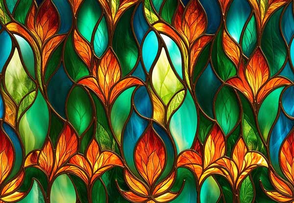 Stained glass window tint with vibrant colors by Platinum Mobile Force in Kearny, NJ